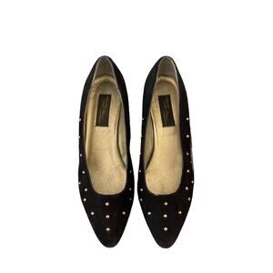 Sesto Meucci of Florence Vintage Black Suede/ Gold Studded Ballet Flats Size 8B